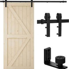 183CM/6FT Sliding Door Track Barn Door Hardware Kit Closet Rail Roller Accessory Adjustable Floor Guide