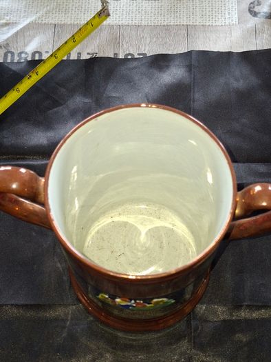Very Large Antique Victorian Staffordshire Copper Lustreware 2 Handle Mug, 1830 to 1860 likely produced in England