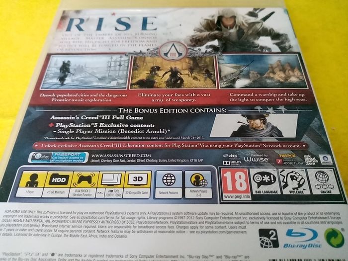 Assassins Creed III 3 PlayStation 3 Ps3 Games Original