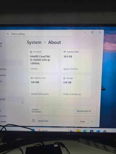 Lenovo Thinkcentre M60e i5 10th Gen 16GB 240ssd