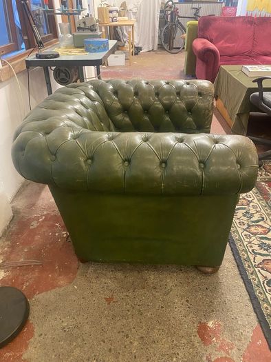 Pair of Vintage Chesterfield Low Back Club Chairs