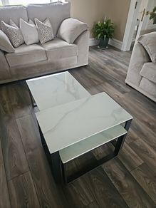 Marble Effect Ceramic Nest of Coffee Tables