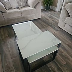 Marble Effect Ceramic Nest of Coffee Tables