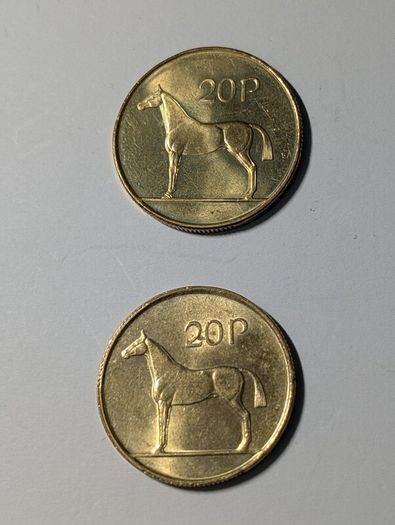 2 x 20 pence Irish