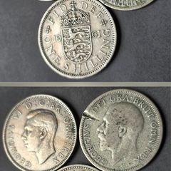 Great Britain Silver Shilling 1929 and 1947, 1961
