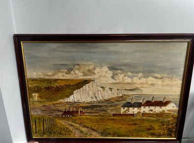 Beautiful Signed Coastal Painting Large Framed Seascape