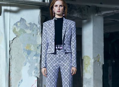 Genuine Versace Pre-Fall 2016 Purple Floral And Houndtooth Blazer