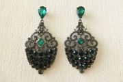 Art Deco Style Emerald Stone Statement Earrings