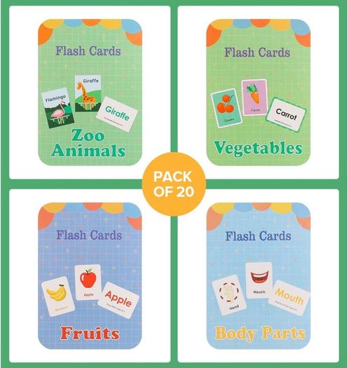 80Pcs/Box Preschool Educational Flash Cards, Toddler Learning Flash Cards Double Sided, Include Fruits Vegetables Body Parts Animal Flash Cards for Kids, Toddlers