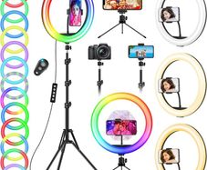12.6'' Selfie Ring Light with Tripod Stand & Phone Holder Tall 188cm/74'', GerTong LED Circle Ringlight with 40 RGB Mode 13 Brightness for Makeup YouTube Tiktok, Wireless Remote for iPhone Android (FREE POSTAGE)