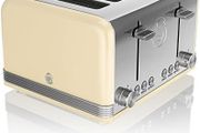 Retro 4-Slice Toaster with Defost/Reheat/Cancle Functions, Cord Storage, 1600W