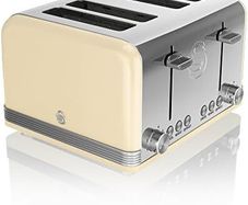 Retro 4-Slice Toaster with Defost/Reheat/Cancle Functions, Cord Storage, 1600W