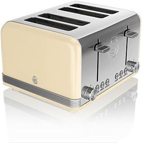 Retro 4-Slice Toaster with Defost/Reheat/Cancle Functions, Cord Storage, 1600W