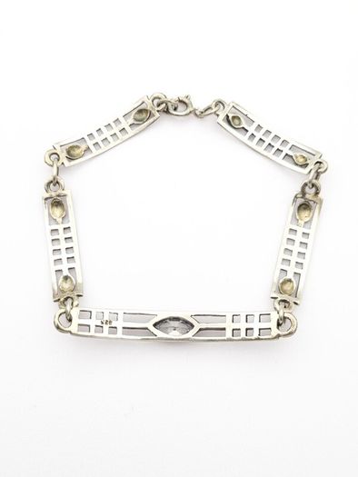 Vintage Geometric 925 Sterling Silver Cubic Zirconia Bracelet