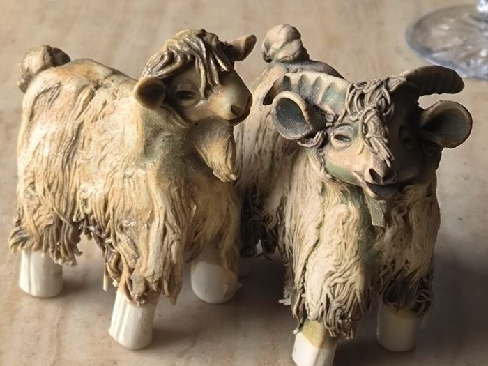 Pair of Mint Condition Courtmacsherry Ceramics Goats Handmade in Ireland