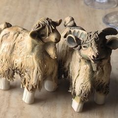 Pair of Mint Condition Courtmacsherry Ceramics Goats Handmade in Ireland