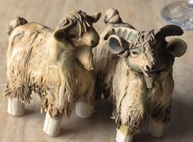 Pair of Mint Condition Courtmacsherry Ceramics Goats Handmade in Ireland