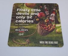 Bulmers Cider : Floaty Little Devils and Only 92 Calories - Beer Mat/Coaster