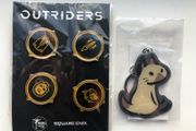 Monster Hunter Rise Keyring &amp; Outriders Badge Set