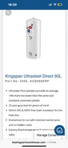 Kingspan cylinder for hot water