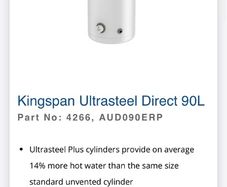 Kingspan cylinder for hot water