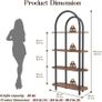 4-Tier Arched Bookshelf, Bookcase with Metal Frame and Wooden Shelves, 165.5cm Tall Floor Standing Book Shelf, Storage Shelves for Living Room, Study, Office, 80x30x165.5cm(Rustic Brown) Image 2