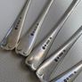Old set of 5 nickel plated silver spoons Image 3