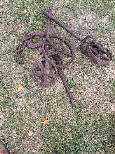 Selection of iron wheels and cogs