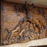 Large Hand-Carved Wooden Hunting Scene Relief Panel Image 3