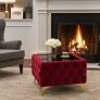 Chester Lux Coffee Table Velvet Square 63x63x45cm with Glass F Image 2