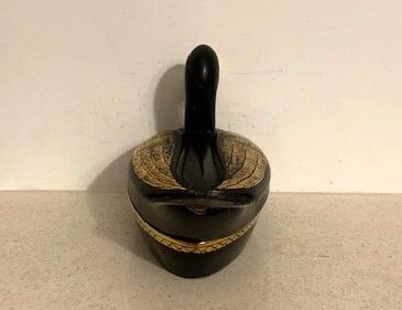 Vintage Black Gold Lacquered Duck Trinket Box