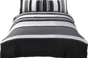 Striped Grey Single Quilt Duvet Cover &amp; Pillowcase Bed Set Multiple Colours Available (free Postage)