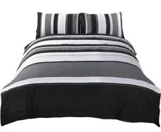 Striped Grey Single Quilt Duvet Cover & Pillowcase Bed Set Multiple Colours Available (free Postage)