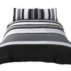 Striped Grey Single Quilt Duvet Cover & Pillowcase Bed Set Multiple Colours Available (free Postage)