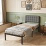 Single Bed Frame with Upholstered Headboard, 36 cm High, Heavy Image 4