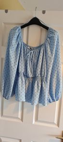 Blue Spot Milkmaid Top. Size 16. New