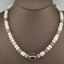 Authentic Fresh Water Pearls & Moon Stone With Melon Shape Agate Gemstone Pendant Necklace Image 9