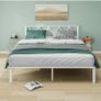 King Size Bed Frame with Headboard, Heavy Duty Metal Under Bed Storage, No Box Spring Needed, Easy Assembly, White Image 3