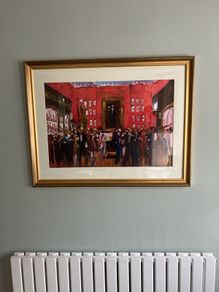 Oil painting of Shelbourne hotel bar.