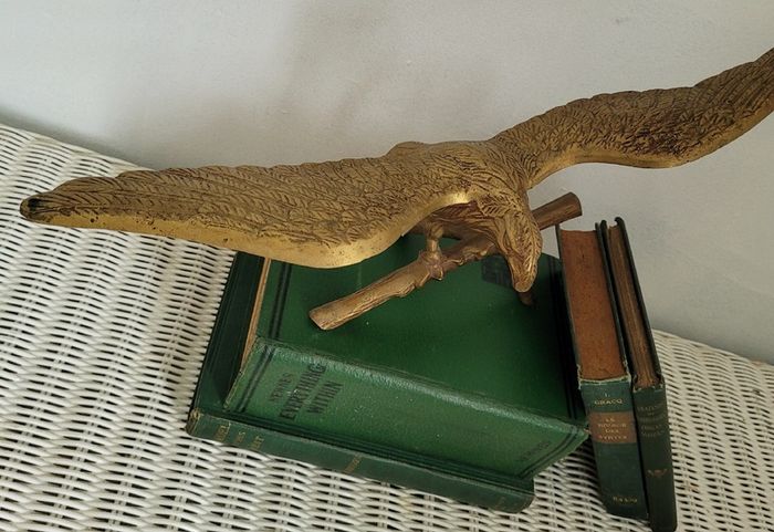 Vintage xl brass bald eagle on perch