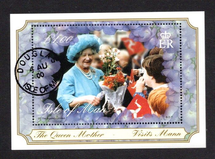 2000 Isle of Man Elizabeth The Queen Mothers Century Commemorative Stamp Miniature Sheet Fine Used with Douglas Cancel