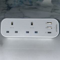 Brand -new Tessan Double Travel Adapter UK to India Type D Plug with 3 USB (1 USB C)