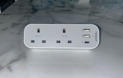Brand -new Tessan Double Travel Adapter UK to India Type D Plug with 3 USB (1 USB C)