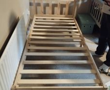 2 x wooden single beds