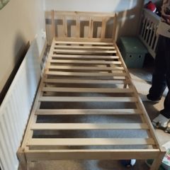 2 x wooden single beds