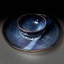 Irish Handmade Ceramic Dip Bowl / Speckled Blue Rustic Stoneware Chip & Crudite Platter Image 3