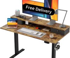 Electric Adjustable Height Desk with 2 Drawers, 120 x 60 cm, Stable Sit-Stand Desk