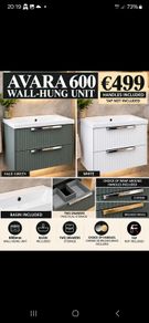 Avara 600 wall hung units choice of handles Included