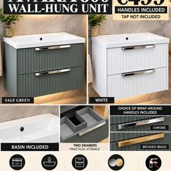 Avara 600 wall hung units choice of handles Included