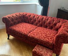 Chesterfield couch and footstool